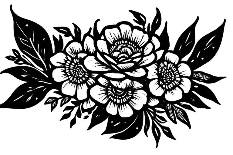 bouquet with Matthew 6:34 as stem tattoo design idea