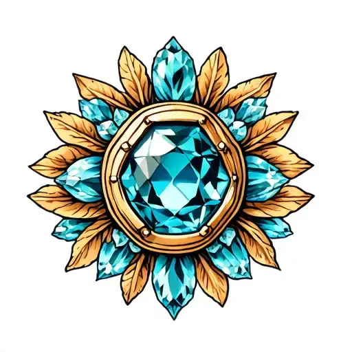 aquamarine birthstone tattoo design idea
