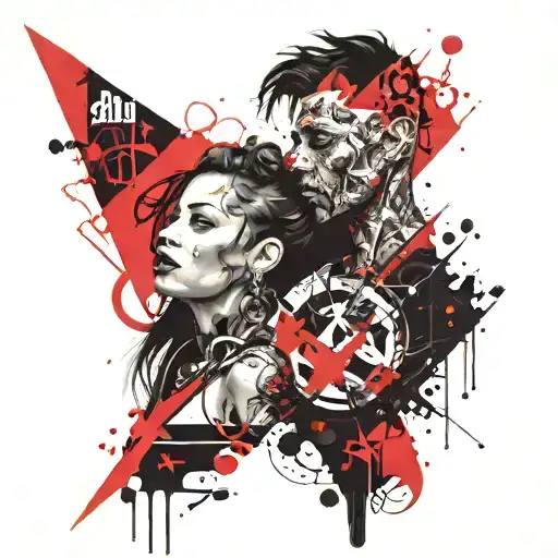 set,couple,tatto,warior,gang,red,black,amazing tattoo design idea