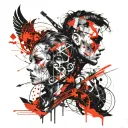 set,couple,tatto,warior,gang,red,black,amazing tattoo design idea