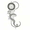 lotus flower, unalome, snake, moon phases, gemini sign, breathing sign tattoo design idea