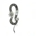 lotus flower, unalome, snake, moon phases, gemini sign, breathing sign tattoo design idea