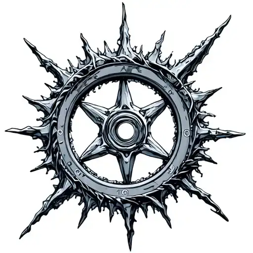 a sterring wheel made from sharp ice tattoo design idea