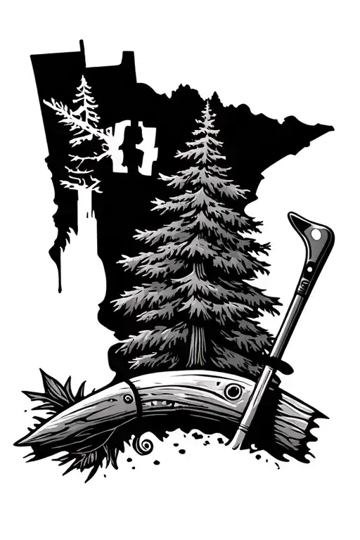 fishing, ice hockey, Minnesota trees, tools, Norwegian heritage  tattoo design idea