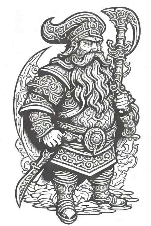 dwarven warrior tattoo design idea