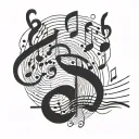 Sound waves transforming into musical notes tattoo design idea