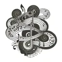 Sound waves transforming into musical notes tattoo design idea