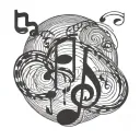 Sound waves transforming into musical notes tattoo design idea