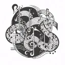 Sound waves transforming into musical notes tattoo design idea