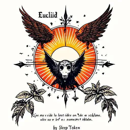 the song "Euclid" by Sleep Token lyrics such as "give me one last ride on a sunset skylane" tattoo design idea