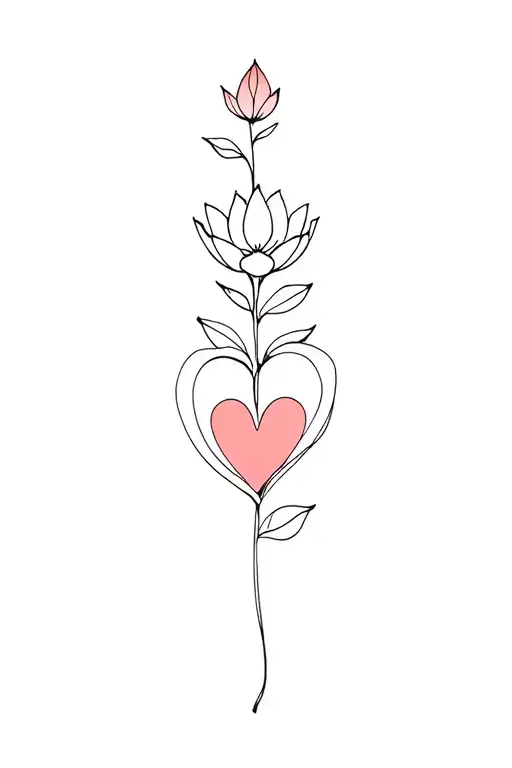 lotus flower and love heart and letter i tattoo design idea