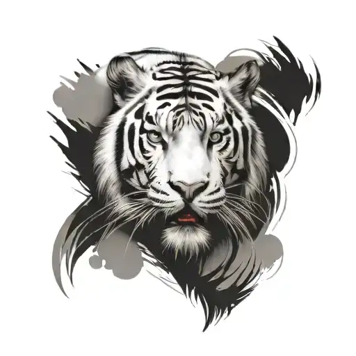 white tiger walking tattoo design idea