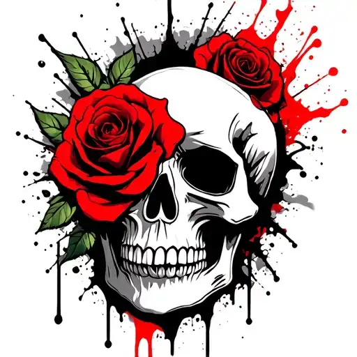 skull roses spider web tattoo tattoo design idea