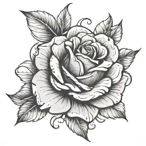 A compas over the rose made of money tattoo design idea