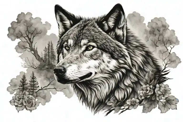 lone wolf tattoo design idea