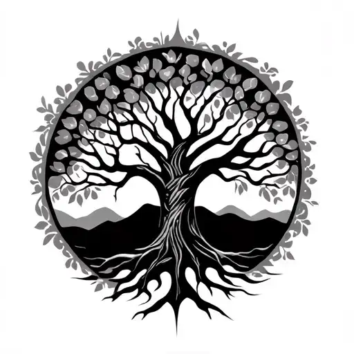 African Tree Of Life tribal tattoo design idea