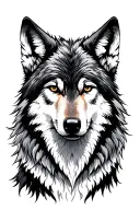 Wolf loking at his reflection tattoo design idea