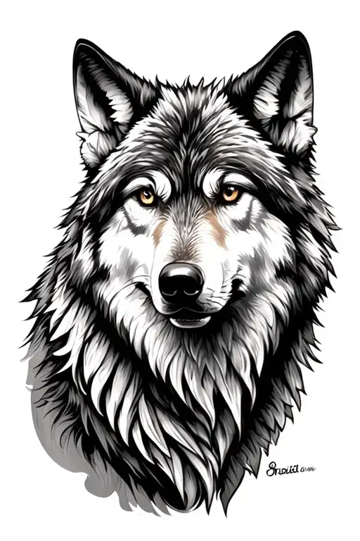 Wolf loking at his reflection tattoo design idea