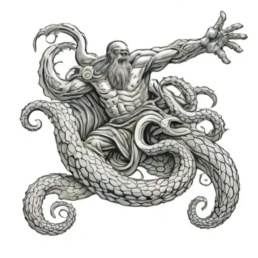 posiedon unleashing the kraken tattoo design idea