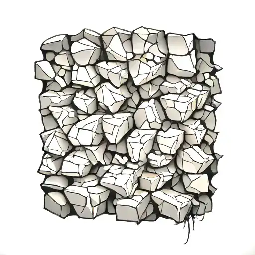Stone wall destroyed tattoo design idea