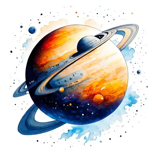 Enterprise orbiting planet tattoo design idea