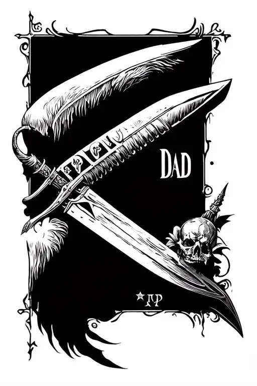 rip dad dagger tattoo design idea