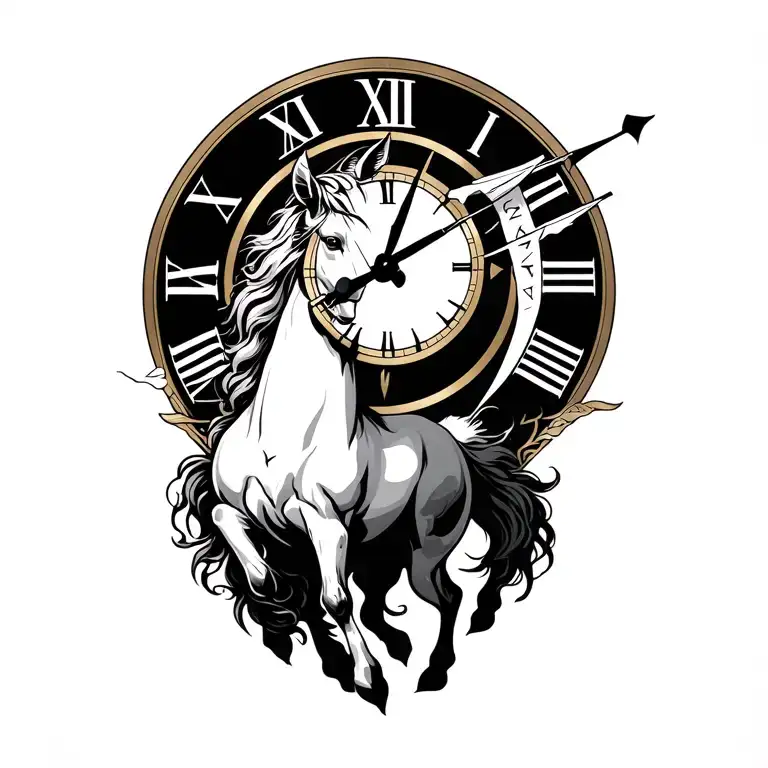 sagittarius centaur bending clock design tattoo design idea
