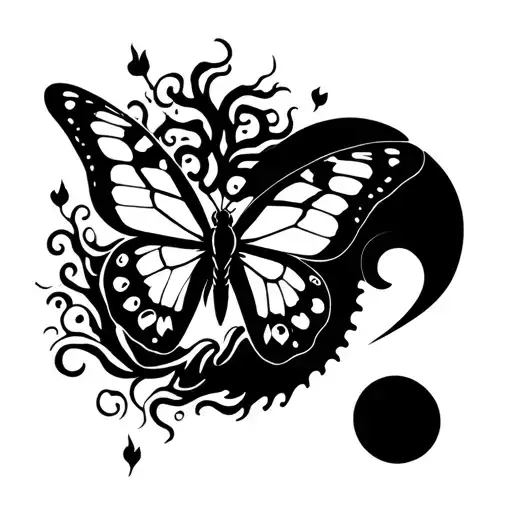 butterfly,medusa,wave,poison tree and semicolon tattoo design idea