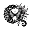 butterfly,medusa,wave,poison tree and semicolon tattoo design idea