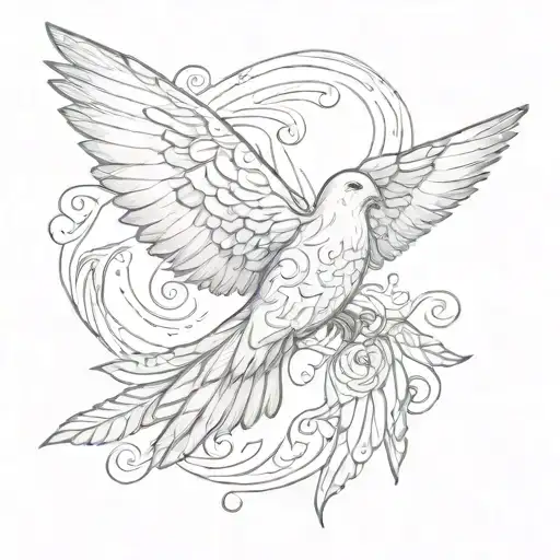 dove wings with 3 in the middle tattoo design idea