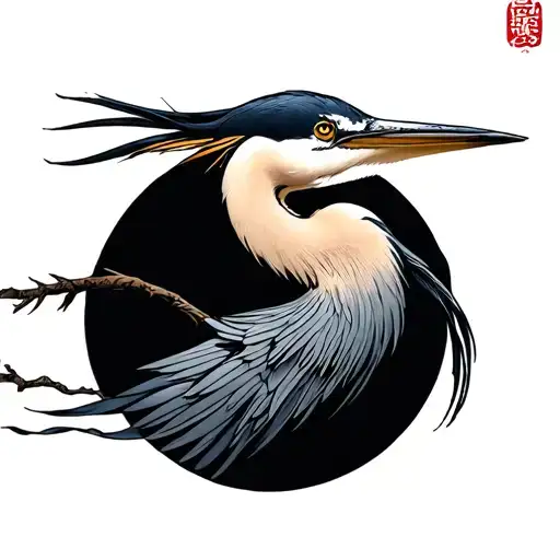 Japanese Heron tattoo design idea
