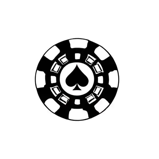 poker chip with bowling pins behind it tattoo design idea