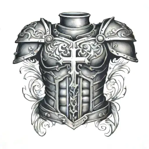 chest armor with cross tattoo tattoo design idea