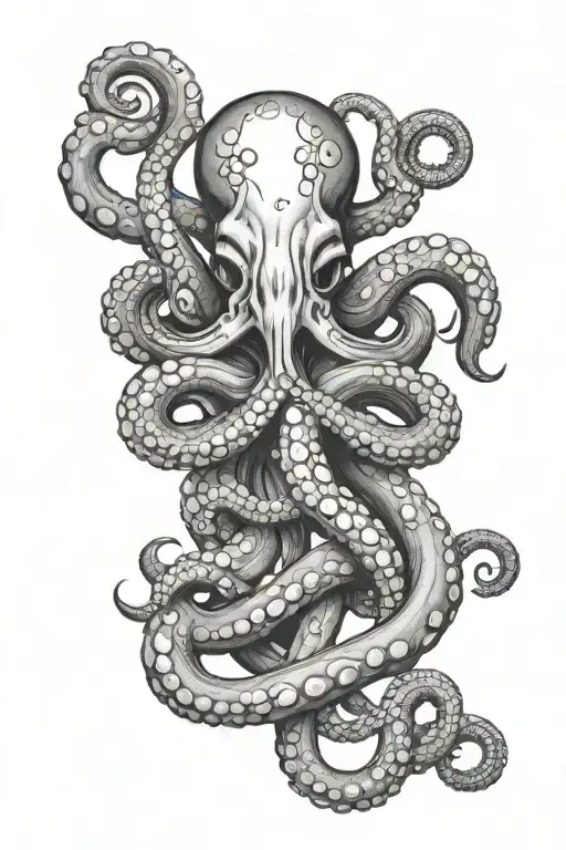 octopus lightly wrapped around an anchor tattoo design idea