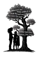 tree with two people add text 'whatever souls are made of his and mine are the same' tattoo design idea