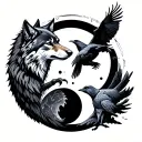 wolf and ravens from the moon phases tattoo design idea