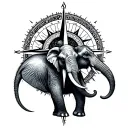elephant tree compass design tattoo design idea