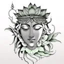 Crown of Green Tara Lotus Unalome tattoo design idea