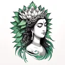 Crown of Green Tara Lotus Unalome tattoo design idea