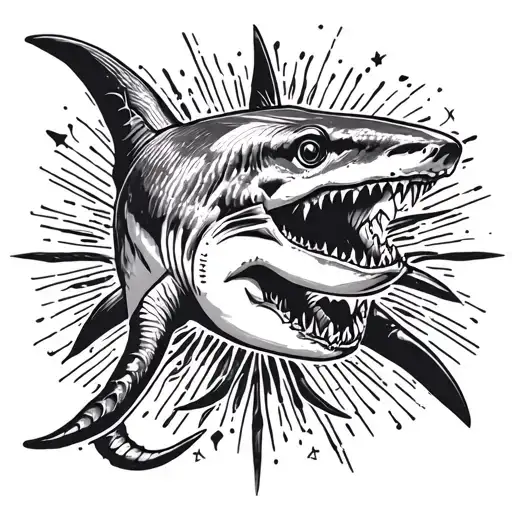 hammerhead shark pisces zodiac sign tattoo design idea