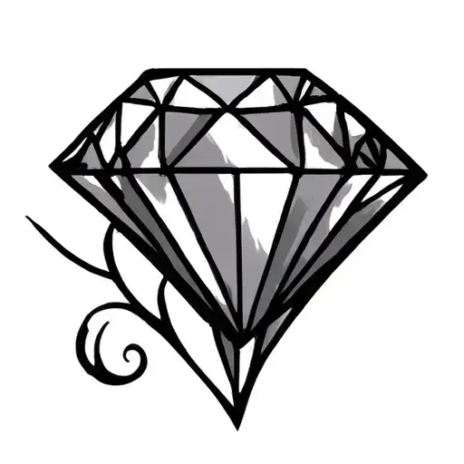 diamond line drawing tattoo design idea
