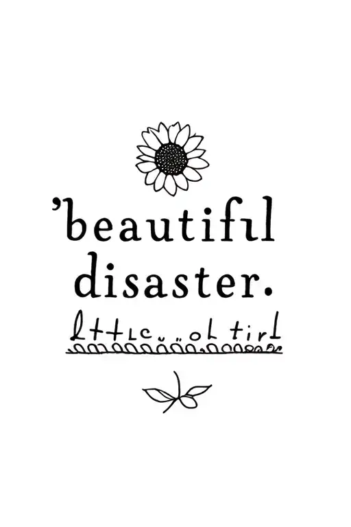 "beautiful disaster" Sunflower "The little girl tattoo design idea