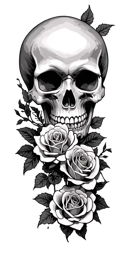 goth skulls roses and blackout tattoo design idea