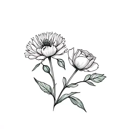 poppy agapanthus and rose tattoo design idea
