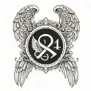 Angel wings and halo with cancer ribbon and 05-07-24 in roman numerals  tattoo design idea