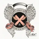 Angel wings and halo with cancer ribbon and 05-07-24 in roman numerals  tattoo design idea