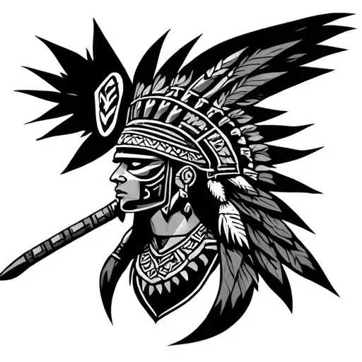 Aztec warrior tribal tattoo design idea