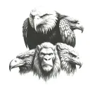 Eagle wolf gorilla elephant totem pole tattoo design idea