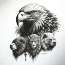 Eagle wolf gorilla elephant totem pole tattoo design idea