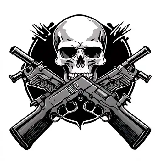 skull and guns tattoo ak47 tattoo design idea